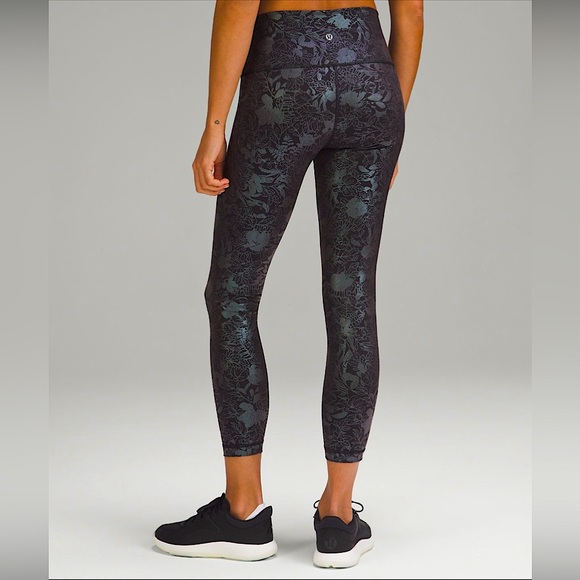 NEW Lululemon Wunder Under Tight 25” Metallic Blue Gray Shine Gym Leggings 14 - Picture 2 of 7